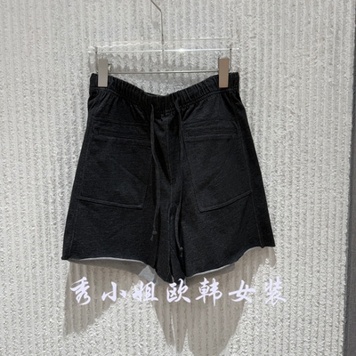 欧洲站2026夏新款松紧腰抽绳短裤女夏显瘦阔腿休闲裤口袋百搭1137