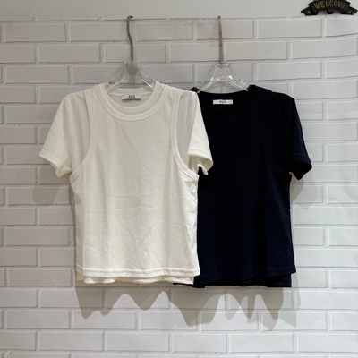 欧洲站2026春夏款PH23圆领短袖T恤百搭假两件纯色上衣女5407