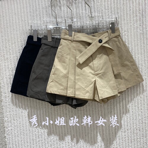 欧洲站2026夏新款高腰系带百褶短裤女春季百搭显瘦休闲裤裙2318