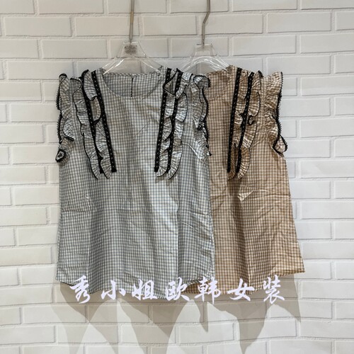 欧洲站2026夏新款时尚百搭显瘦圆领无袖格子连衣裙女潮11026