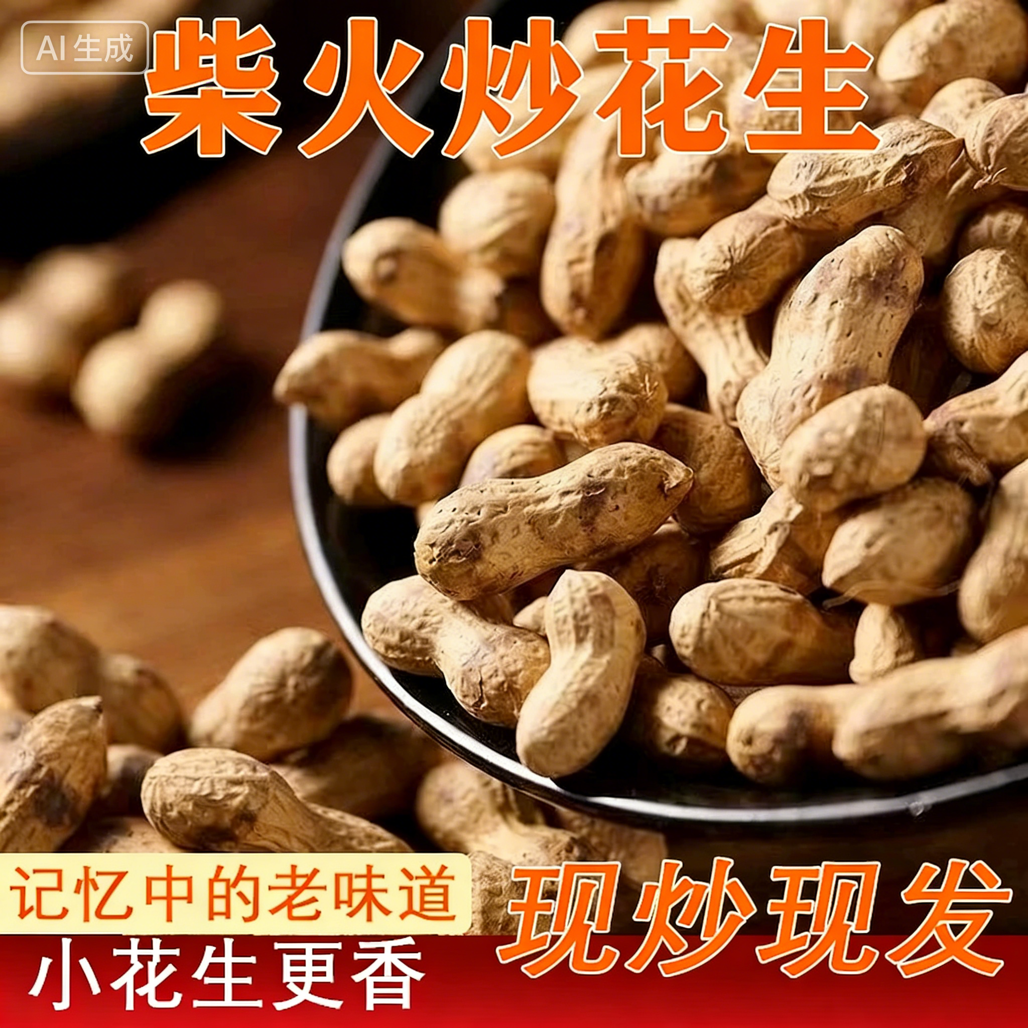 柴火炒花生原味农家炒花生新货现炒小珍珠花生下酒花生坚果小零食