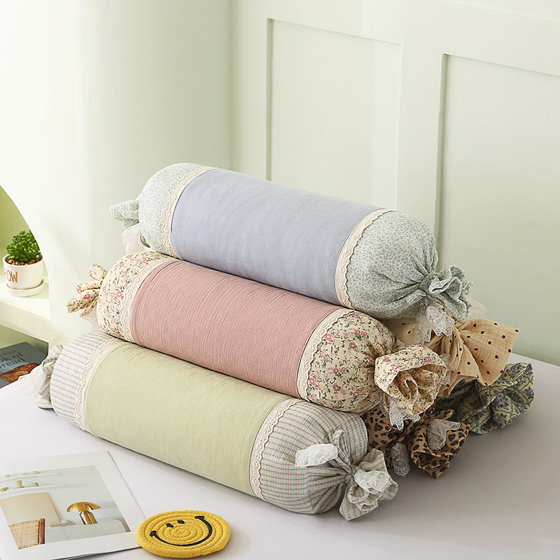 小清新全棉皱皱纱荞麦枕头儿童学生宿舍糖果牵引护颈枕芯可拆洗