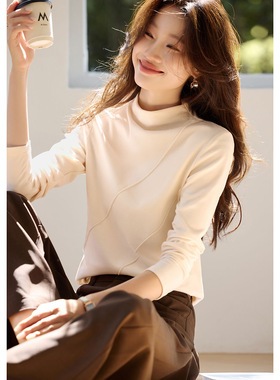 2025新款秋冬双面德绒内搭打底衫女百搭保暖长袖上衣外穿韩版