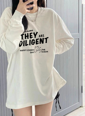 2025秋季束口长袖T恤女卫衣显瘦ins学生内搭打底衫韩版上衣服长袖