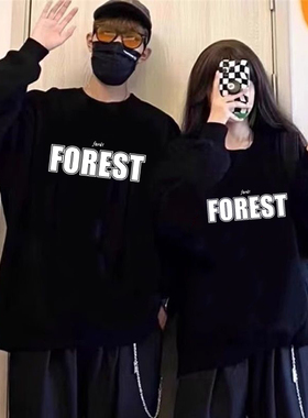 2025秋冬新品潮牌潮流时尚宽松情侣装男女同款圆领卫男街头卫衣