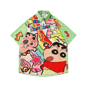 蜡笔小新卡通动漫周边短袖衬衫男女夏季新款宽松休闲百搭上衣