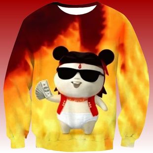 胡巴哪吒敖丙表情印花潮流卫衣猎奇衣服抽象魔丸魔童情侣学生装