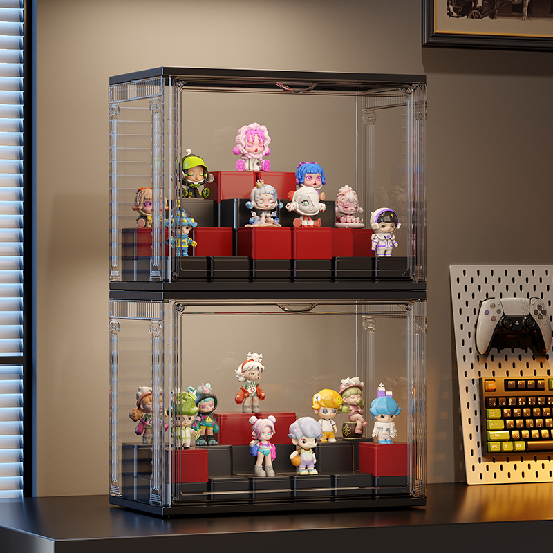 盲盒展示架收纳积木手办公仔展示柜透明防尘泡泡玛特亚克力展示盒