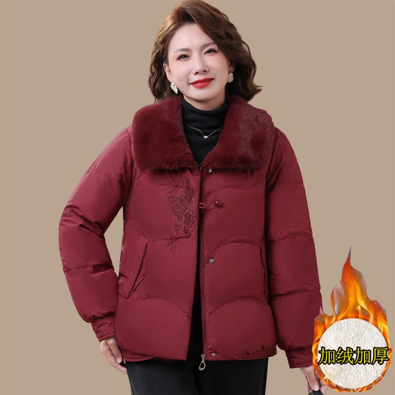 妈妈冬装加绒加厚棉袄洋气羽绒棉服2025新款中老年女时尚棉衣外套