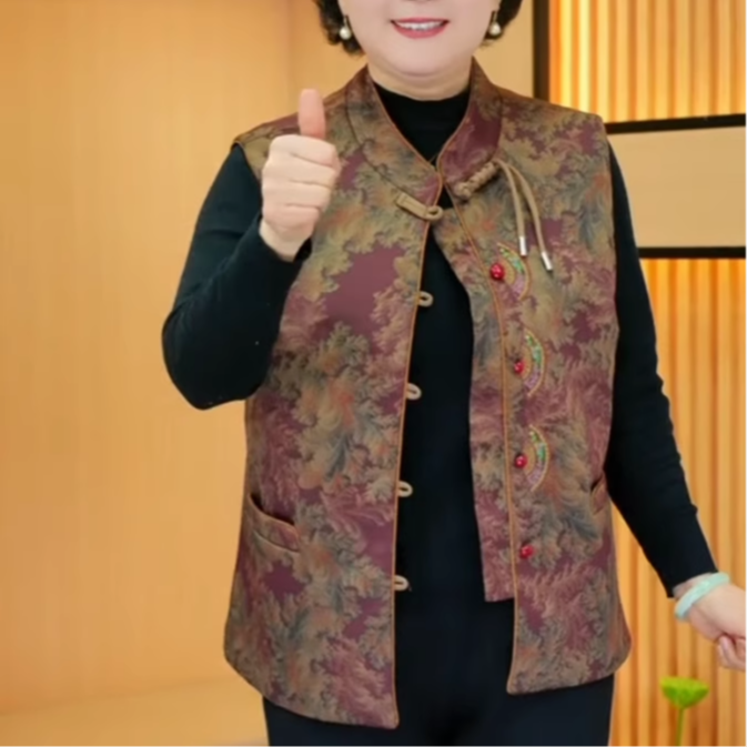 奶奶春款立领马甲外套女装2025年春装中老年人薄款马夹外穿老太太