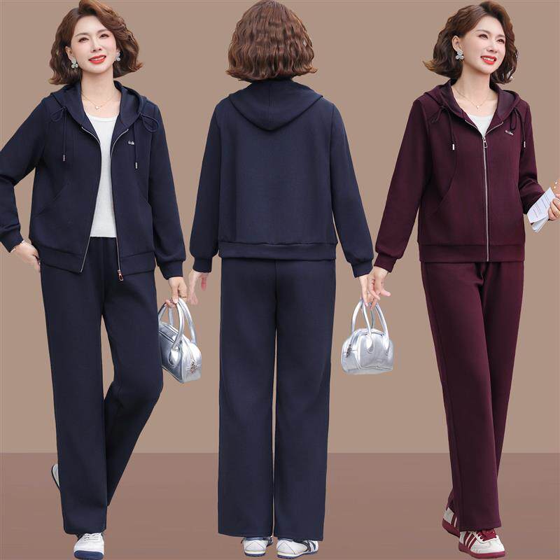 中年妈妈春装外套时尚新款40岁中老年女装春秋运动套装女士两件套