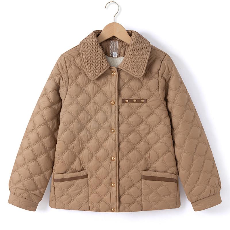 妈妈冬装短款棉衣外套中年女秋冬洋气加绒加厚棉衣中老年羽绒棉服