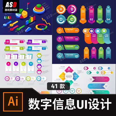 数字信息素材制表工具模板AI矢量图项目节点流程图思维导图设计