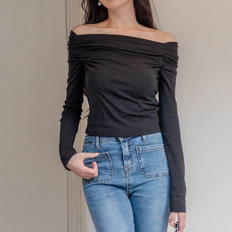法式一字肩上衣露锁骨上装邂逅日内搭修身针织t恤短款修身性感,女装/女士精品,T恤,淘宝优惠券,粉丝福利购,淘宝优惠卷