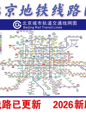 2026新版北京地铁换乘线路图海报轨道上海交通出行挂图规划图定制