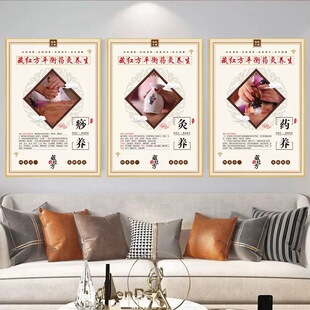 藏红方艾灸海报新套盒藏艾药灸贴纸排酸臀浴头疗宣传画kt板五行膏