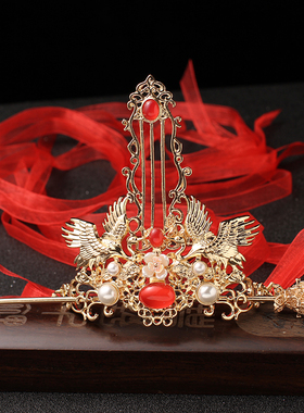 发冠古代顶簪女古装束发古风流苏步摇魏晋风头饰头冠配饰汉服发饰