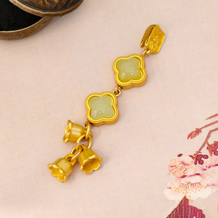 古风旗袍压襟挂件葫芦配件合金四叶草铃兰花流苏挂饰吊坠胸前配饰