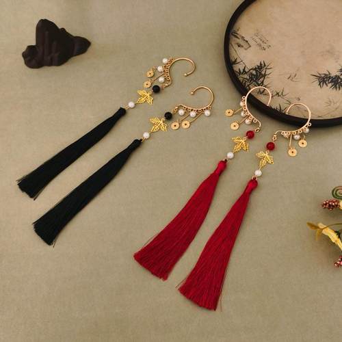 古风汉服长流苏无耳洞耳挂