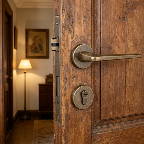 依佰利美式复古中古风卧室内房门锁法式简约仿古做旧双开门静音锁
