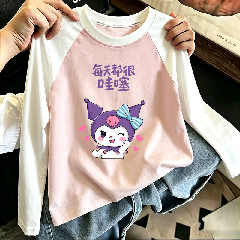 纯棉女童卡通印花长袖T恤