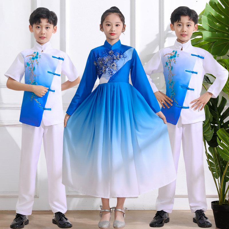 儿童爱国朗诵演出服合唱服中小学生演讲比赛礼服古筝钢琴表演服装