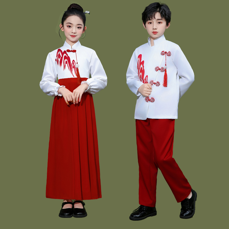 儿童合唱服诗歌朗诵服表演服中小学生大合唱红歌中国风男女演出服
