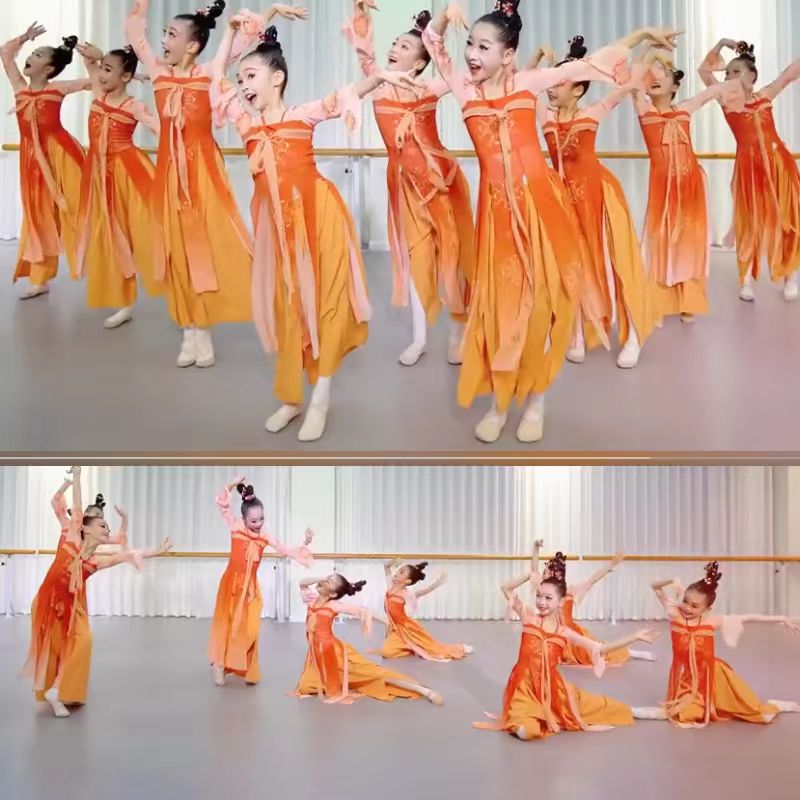 梦回九州儿童舞蹈女童古典舞演出服飘逸汉唐身韵纱衣表演练功齐胸