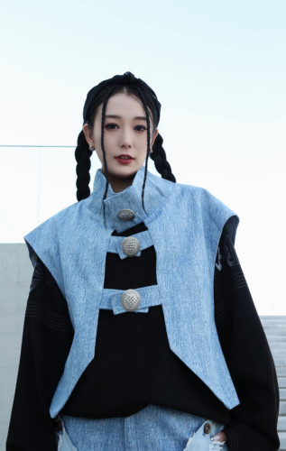 蒙古元素 牛仔马甲 男女同框