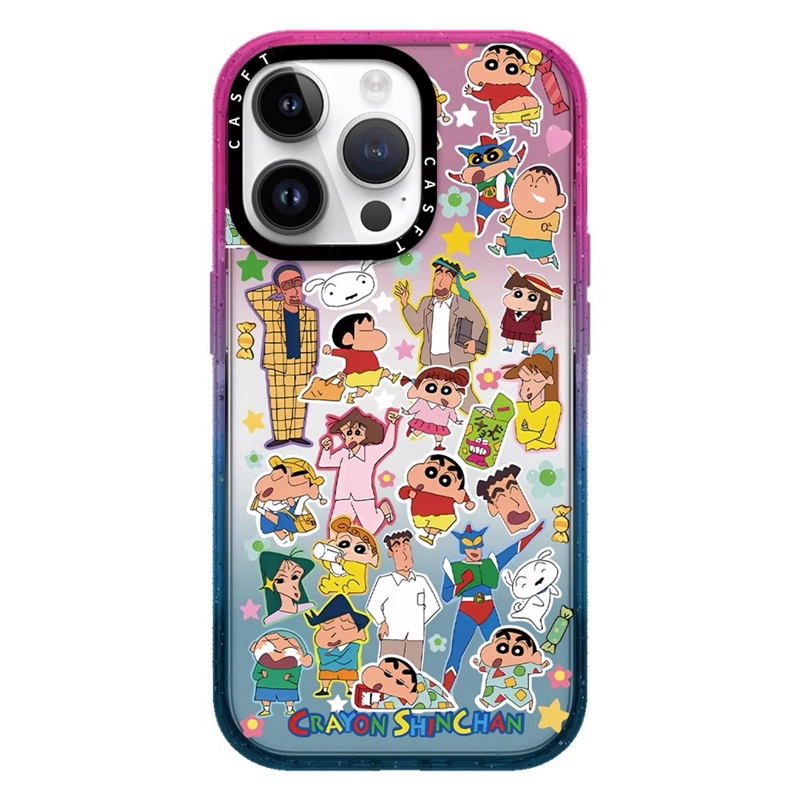 CASETi手机壳镜面蜡笔小新格子表情明星同款15适用iPhone16ProMax苹果13Pro可爱17promax华强北MagSafe磁吸11