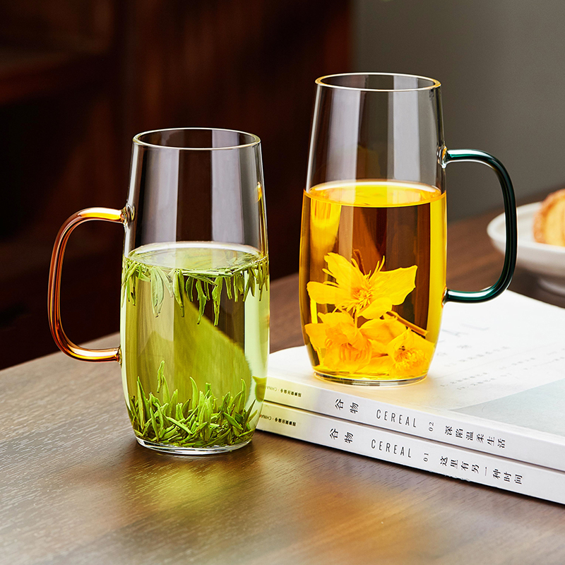 玻璃杯办公室耐高温绿茶杯