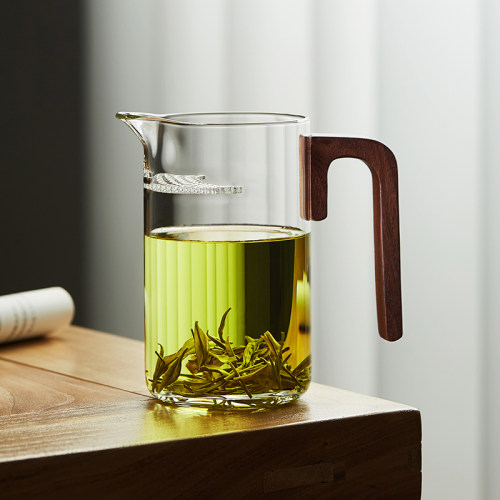 月牙玻璃公道杯茶漏一体加厚耐热过滤绿茶杯泡茶壶分茶器茶具配件