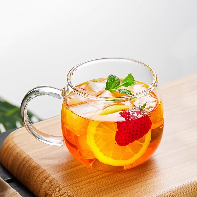 玻璃杯带把家用耐热牛奶果汁杯图片