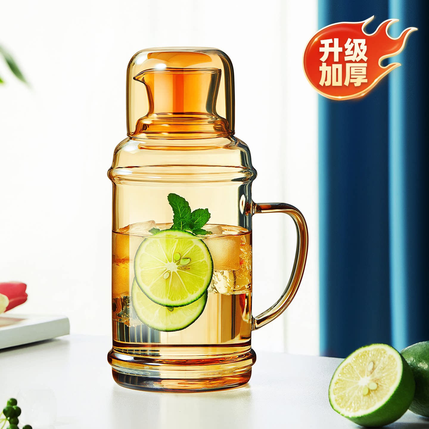冷水壶玻璃耐高温加厚大容量凉白开家用饭店高硼硅果汁储水壶套装