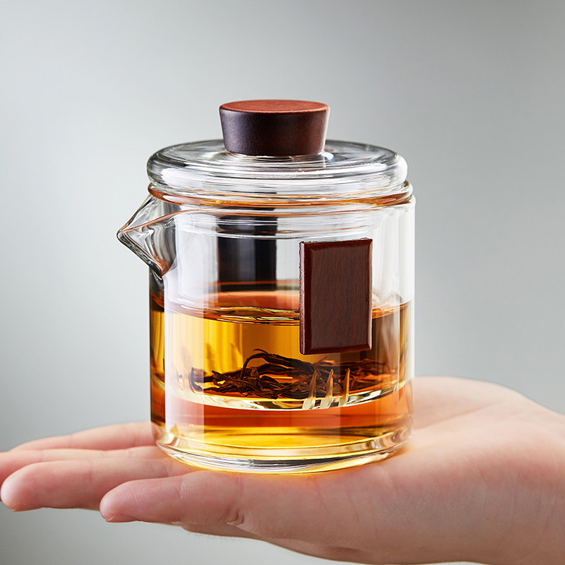 玻璃手抓泡茶壶一壶二杯耐高温茶水分离办公家用户外功夫茶具套装