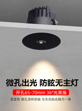 黑色微孔交叉出光射灯COB嵌入式5W7W10W开孔65mm7公分护眼无主灯