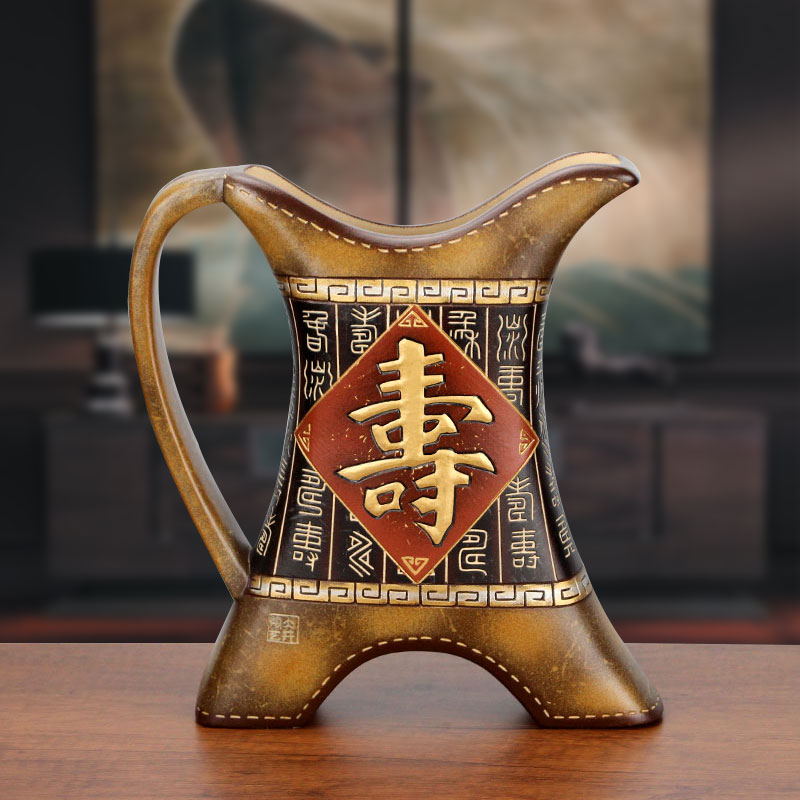 祝寿礼品家居装饰品吉祥福禄陶瓷工艺品摆件送老人生日祝福好礼物