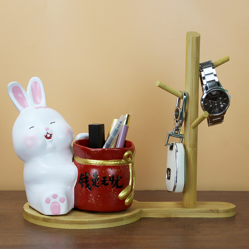 大井钱袋笔筒存钱罐兔子摆件可爱