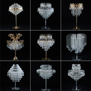 婚庆新款水晶亚克力桌花花器婚礼堂餐桌装饰舞台路引桌面铁艺摆件