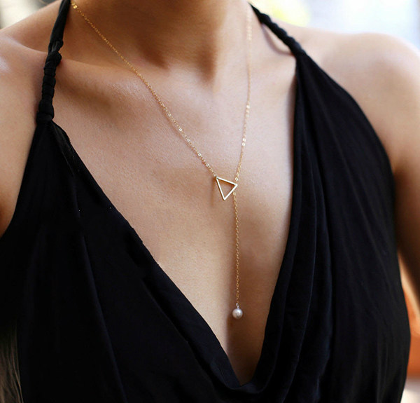 Taimi Style欧美简约三角形项链女韩国百搭细长款连衣裙珍珠配饰在类目 饰品/流行首饰/时尚饰品新, 项链中 - 来自Buy2taobao.com提供专业的淘宝代购服务