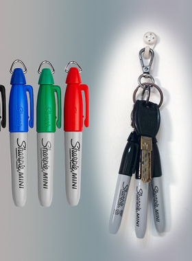 三福Sharpie迷你马克笔油性高尔夫球标记笔带挂勾Mini防水记号笔