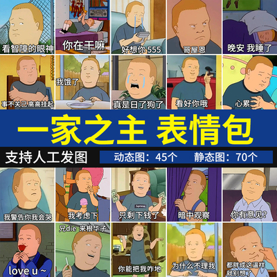 一家之主鲍比希尔表情包 动漫搞笑佛系男孩Bobby聊天斗图沙雕表情