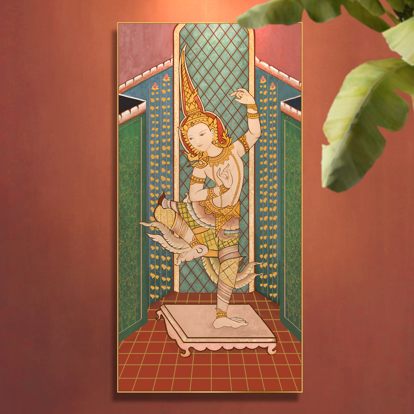 东南亚风格泰式人物装饰画酒店餐厅玄关复古挂画养生馆头疗馆壁画