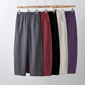 秋冬加绒加厚镰刀卫裤女士大码休闲长裤高腰女裤香蕉裤韩版新款女