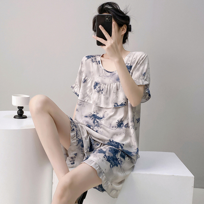 防凸点夏季薄款短袖棉绸睡衣套装