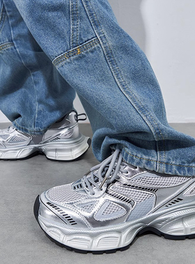 2026特大码男鞋45春季网面透气老爹鞋46休闲厚底运动鞋47跑步鞋48