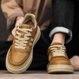 2026特大码男鞋冬季新款板鞋45厚底鞋子46加绒保暖47加宽加大皮鞋