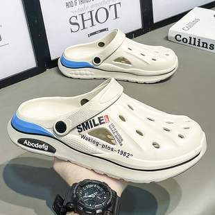 2026新款 45夏季 男款 46沙滩凉鞋 运动外穿开车拖鞋 男鞋 踩屎感洞洞鞋