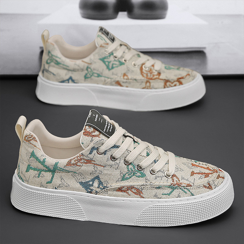 男鞋夏季2026新款45低帮帆布鞋潮46运动加大号板鞋47印花休闲鞋48