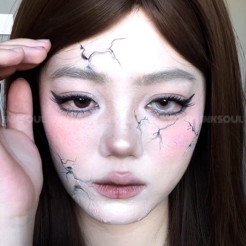 INKSOUL 破碎瓷面伤纹身贴万圣节脸部裂纹贴纸病娇暗黑一次性贴纸